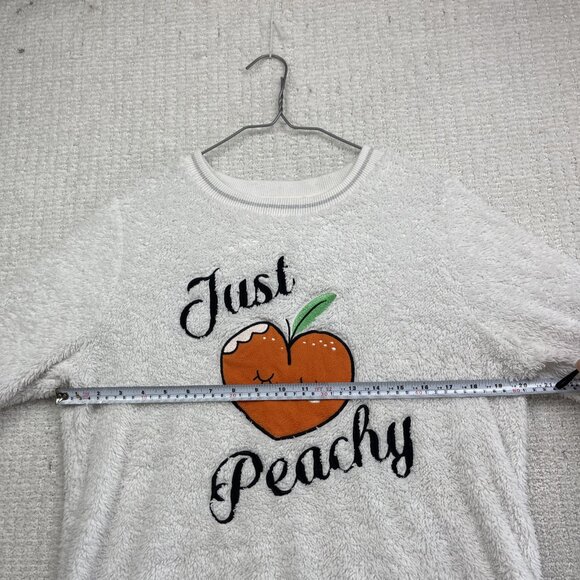 Weekend Edition Just Peachy Sweater Women’s Sz S Fuzzy Sherpa Fleece Cozy Comfy - Picture 7 of 14